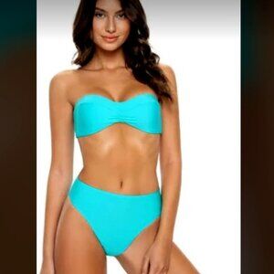 NWT PilyQ PQ Swim Hilary Hi-Waist Bikini Bottoms Seafoam S